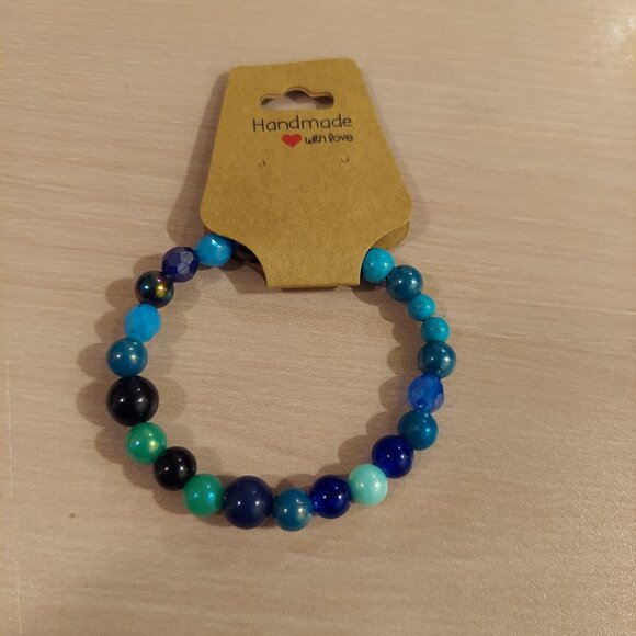 Shades of Blue Handcrafted Beaded Bracelet - Picture 1 of 3